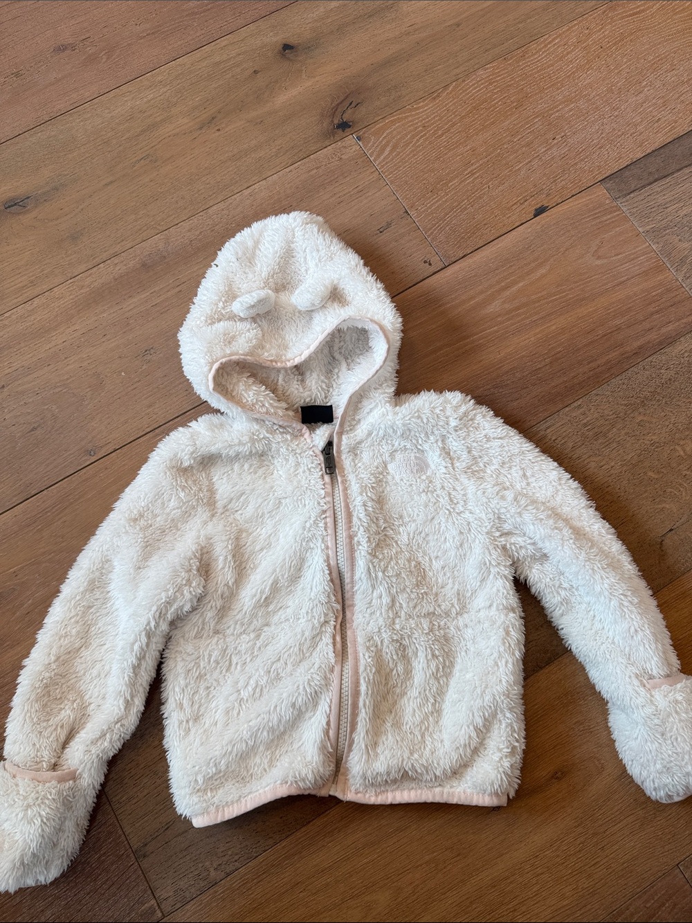 North face Cozy Cream Fuzzy Hooded Zip Jacket 18-24 mths